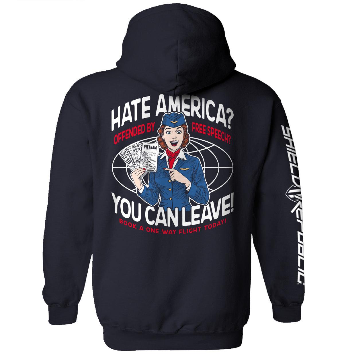 Wenn du Amerika hasst und dich von freier Meinungsäußerung beleidigt fühlst, kannst du ja gehen.