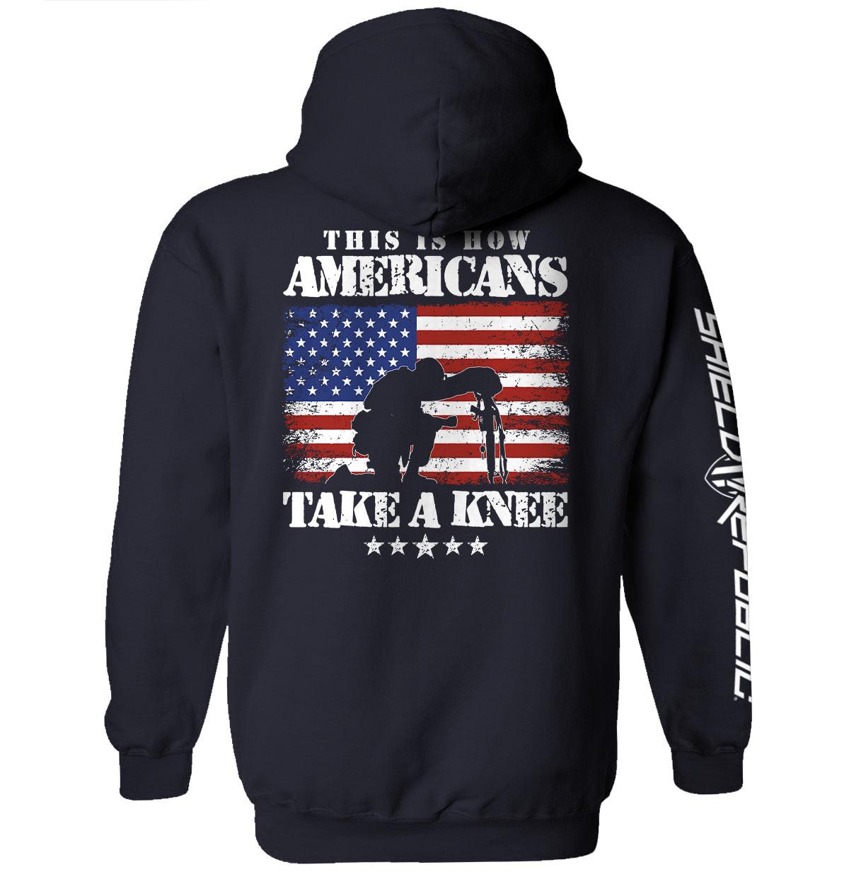 So knien Amerikaner.