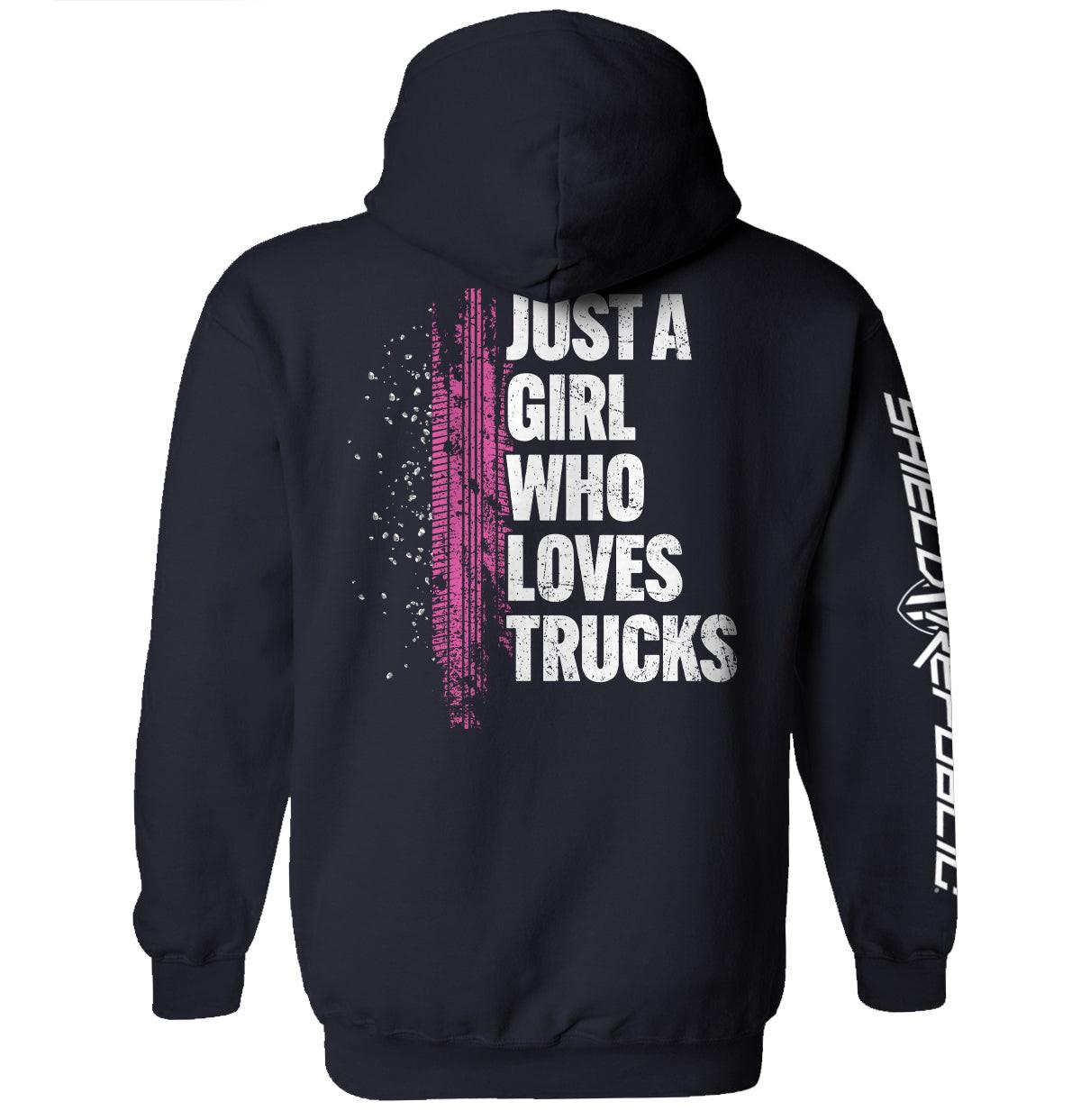 Einfach ein Mädchen, das Trucks liebt