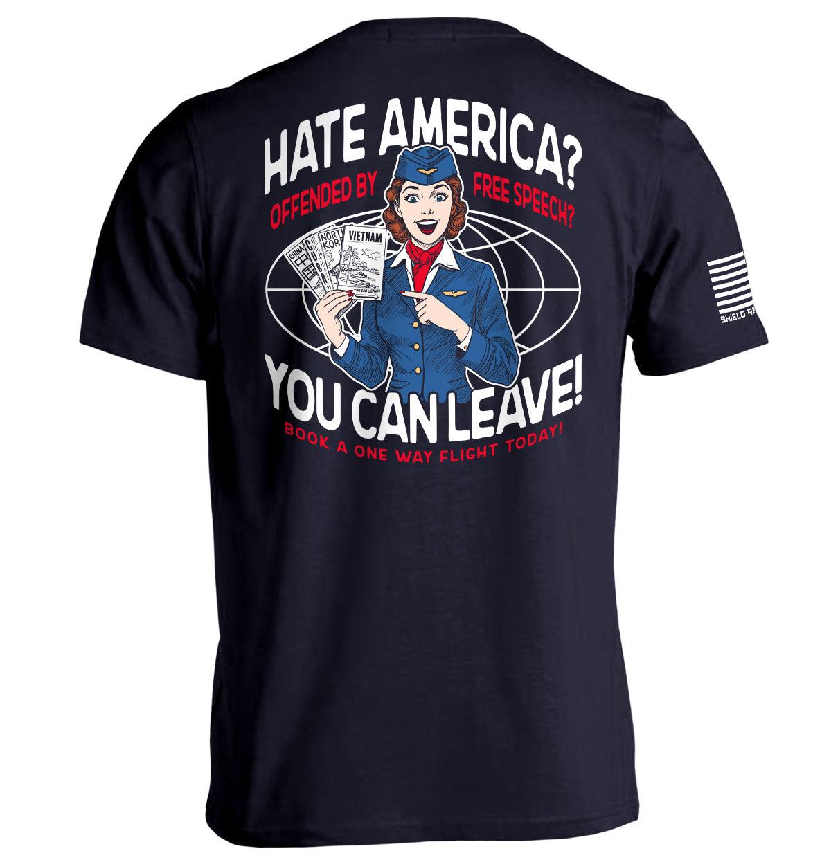 Wenn du Amerika hasst und dich von freier Meinungsäußerung beleidigt fühlst, kannst du ja gehen.