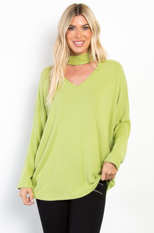 AVOCADO FARBENER GEBÜRSTETER ROLLKRAGENPULLOVER VON BE STAGE