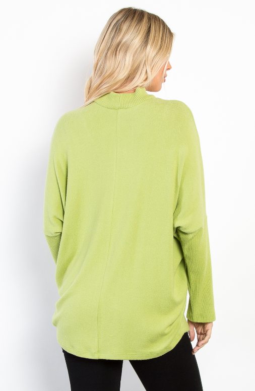 AVOCADO FARBENER GEBÜRSTETER ROLLKRAGENPULLOVER VON BE STAGE