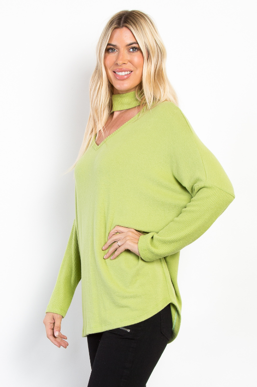 AVOCADO FARBENER GEBÜRSTETER ROLLKRAGENPULLOVER VON BE STAGE