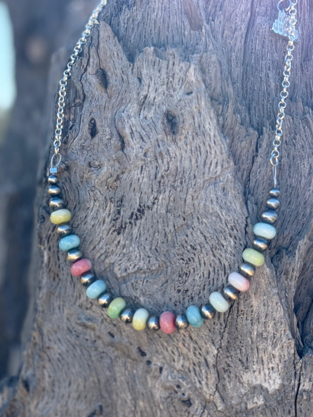 Sterling Silver Spring Pastel Opal Chain Necklace