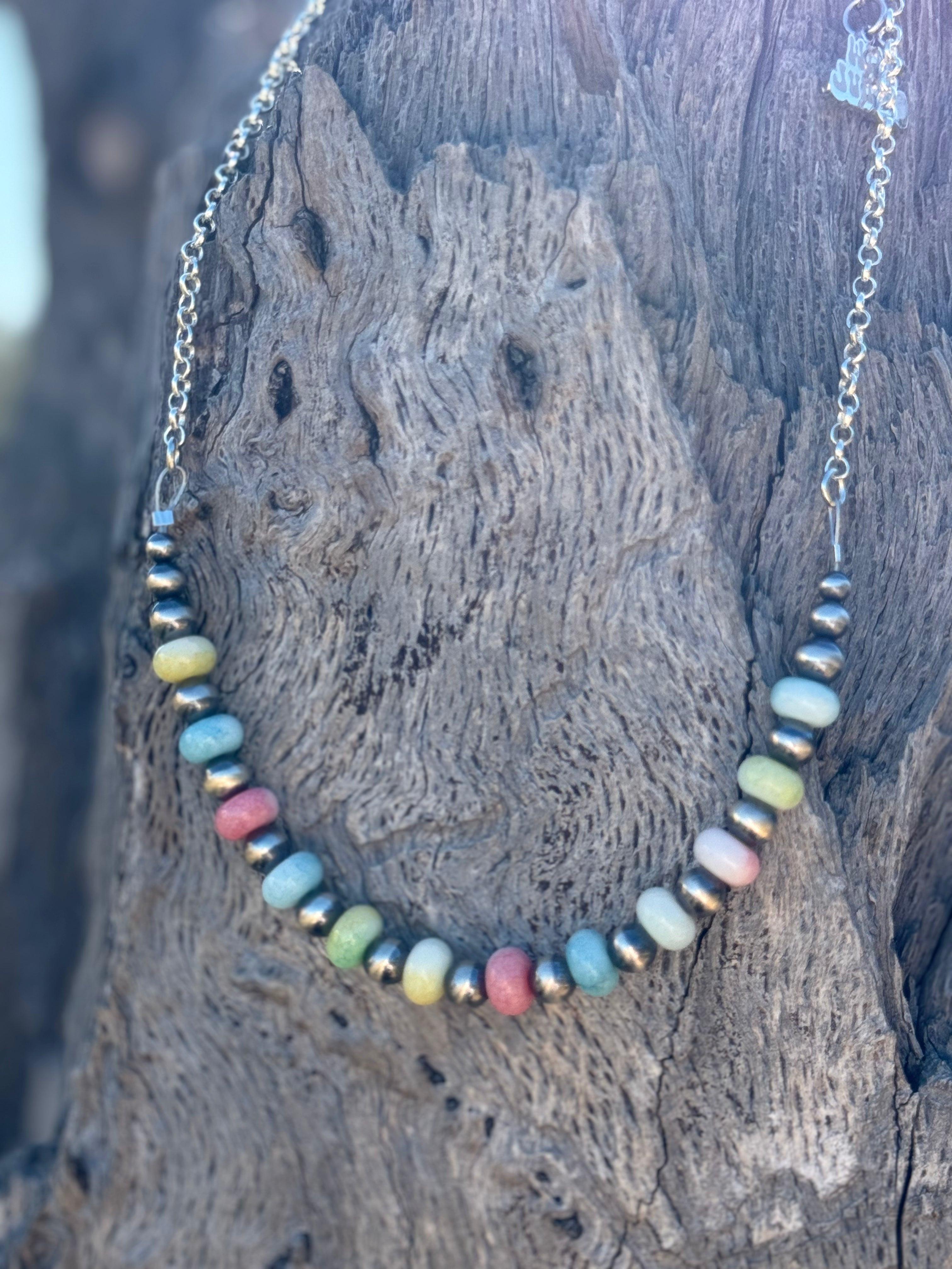 Spring Pastel Opal Chain Necklace