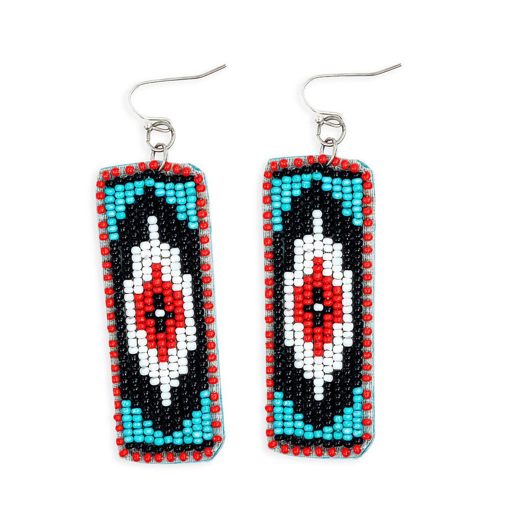 Love Thee Only Beaded Earrings In Ebony & Red