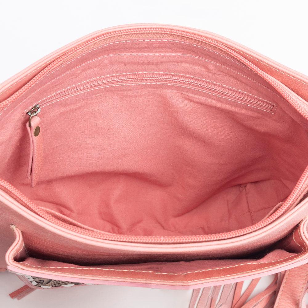 Oro Valley Hand-Tooled Bag in Pink