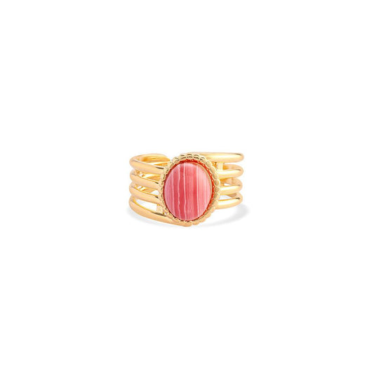 Achtfach-Bandring in Gold und Rot