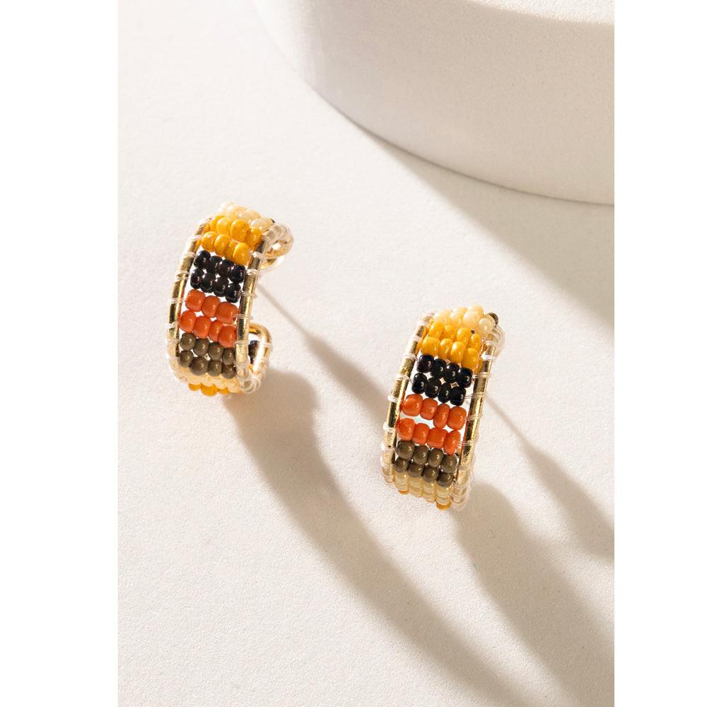 Gerramonda Bead Earrings In Black and Orange