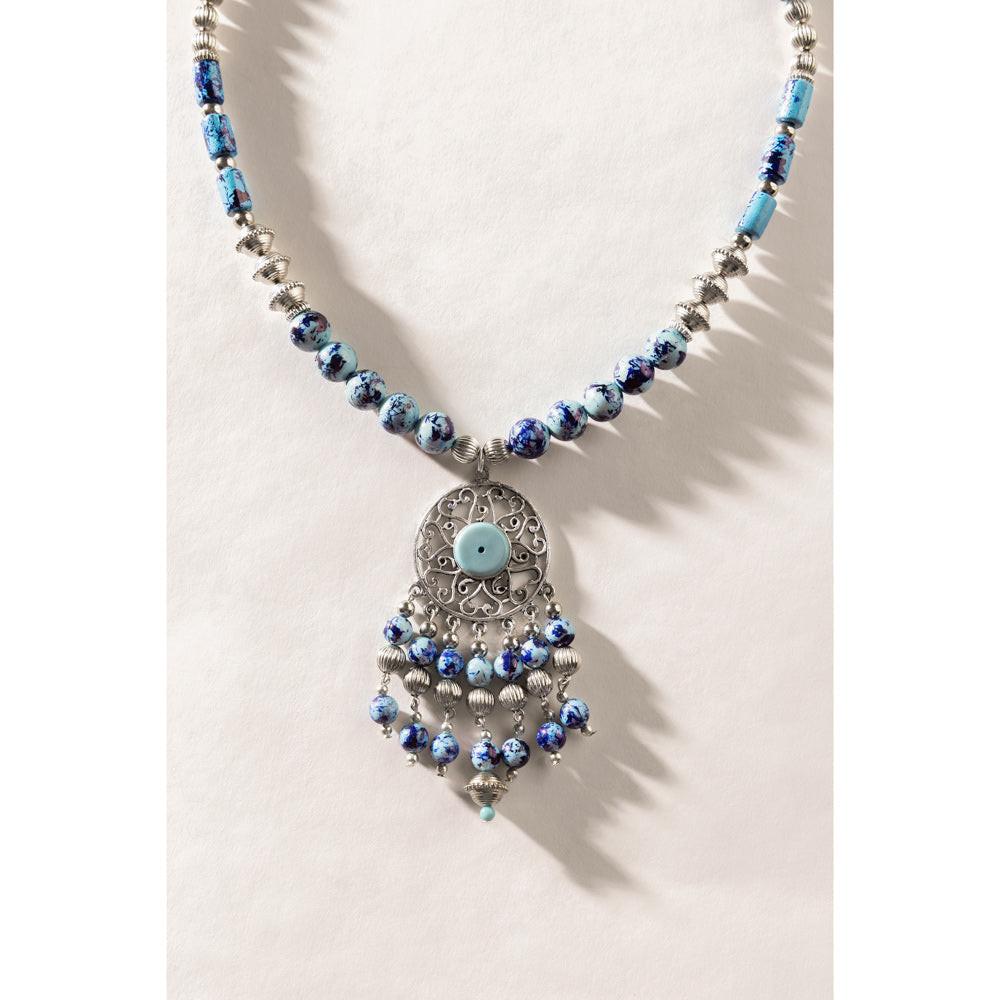 Luxi Concho Necklace In Blue