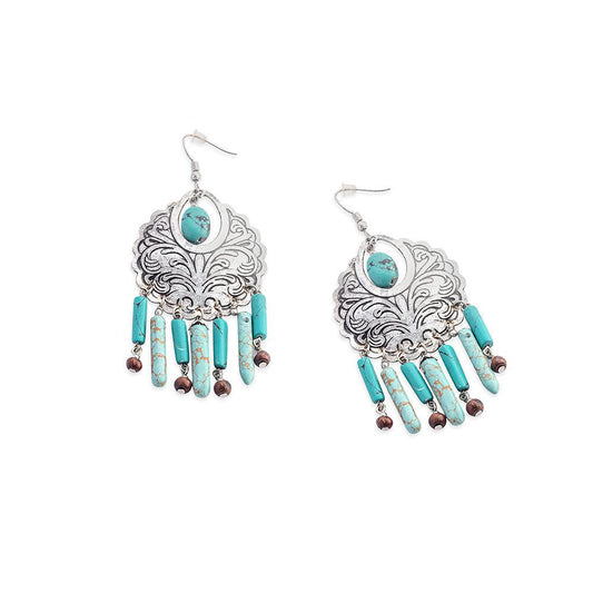 Ohrringe „Flourish Medallion“ in Blau und Silber