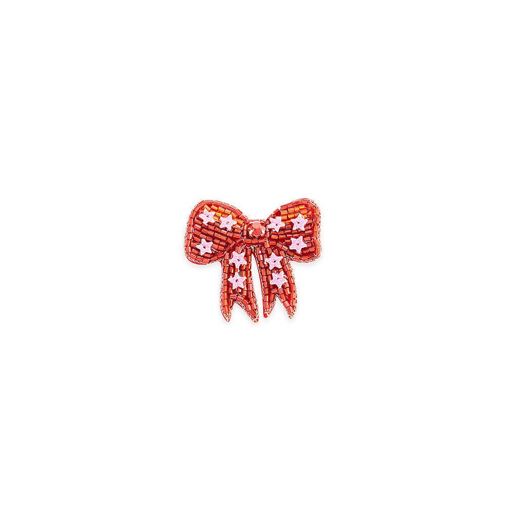 Lovely Bow Brooch In Red