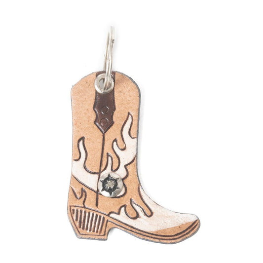 Boot Scootin’ Charm Leder Schlüsselanhänger in Bronco Beige