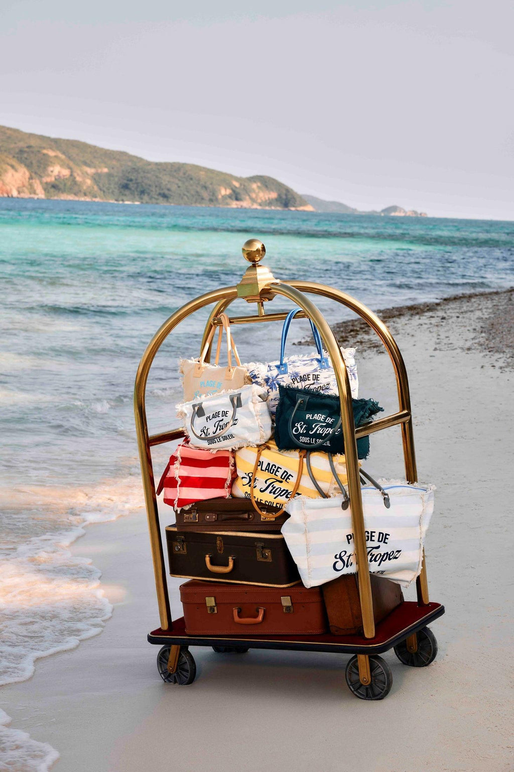 Saint Tropez Tote Bag In White & Sky Blue