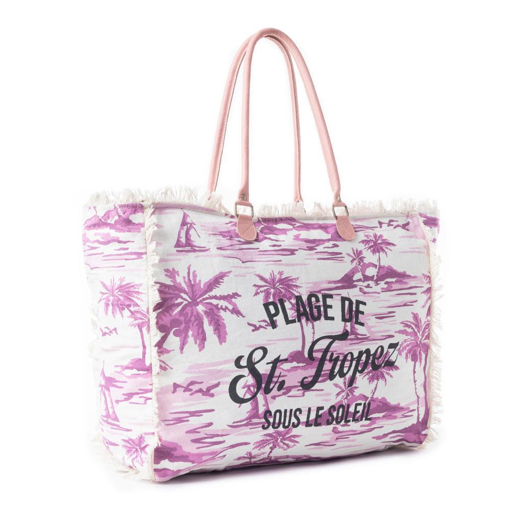 Saint Tropez Weekender Bag In White & Purple