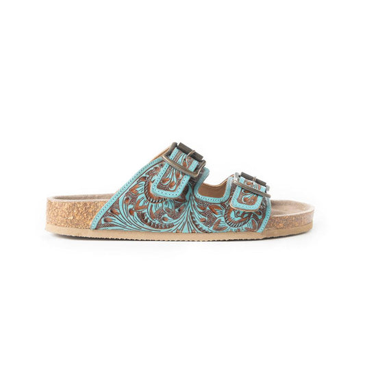 Federleichte Sandalen in Blau und Braun