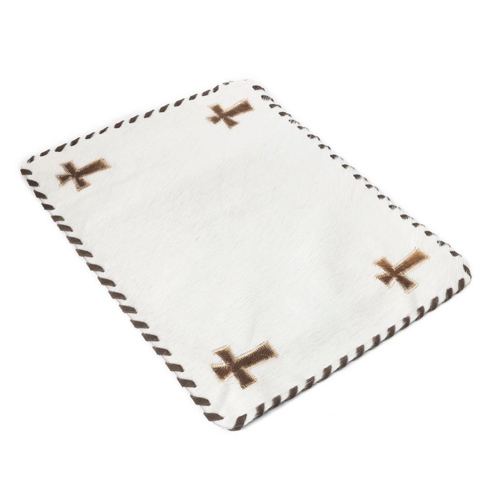 Western Grace Hairon Table Runner '' SET OF 4 '' in Saddle Ivory