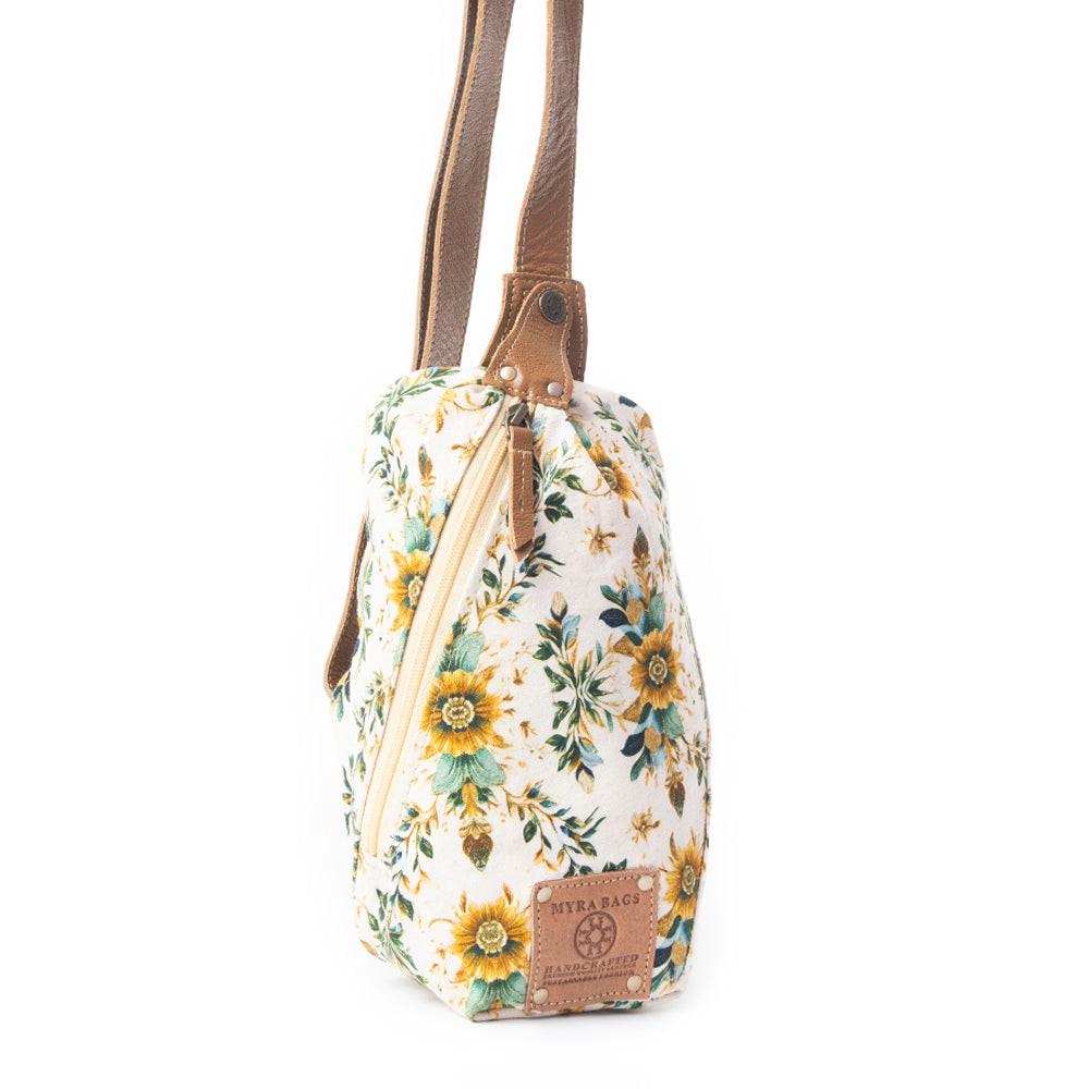 Myra Oasis Blooms Floral Fanny Pack for Women – Compact Belt Bag with Leather Strap for Travel & Concerts