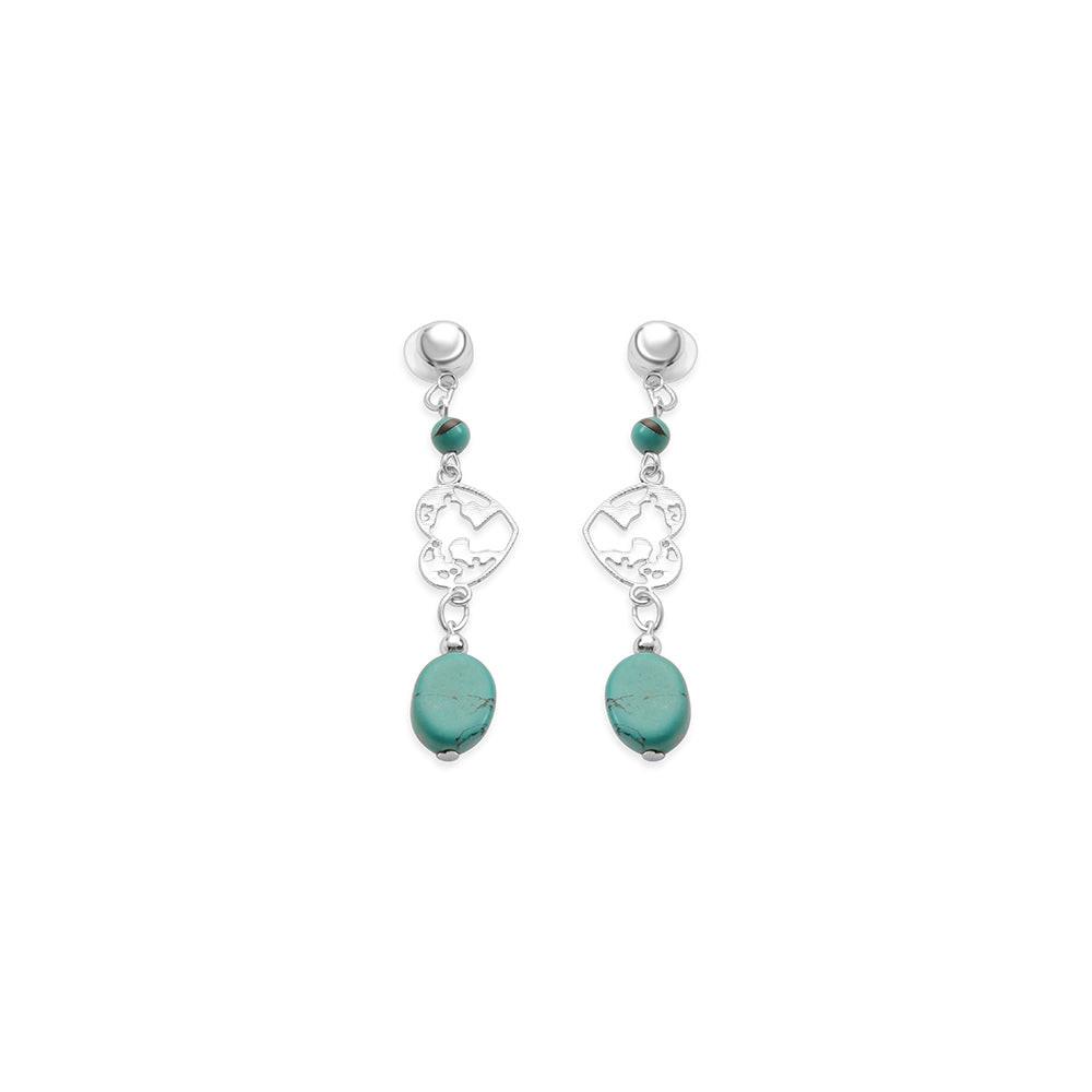 Rugged Heart Earrings In Blue