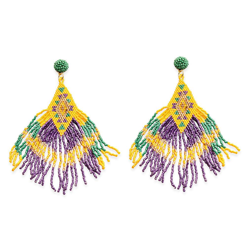 Desert Iris Dance Beaded Earrings