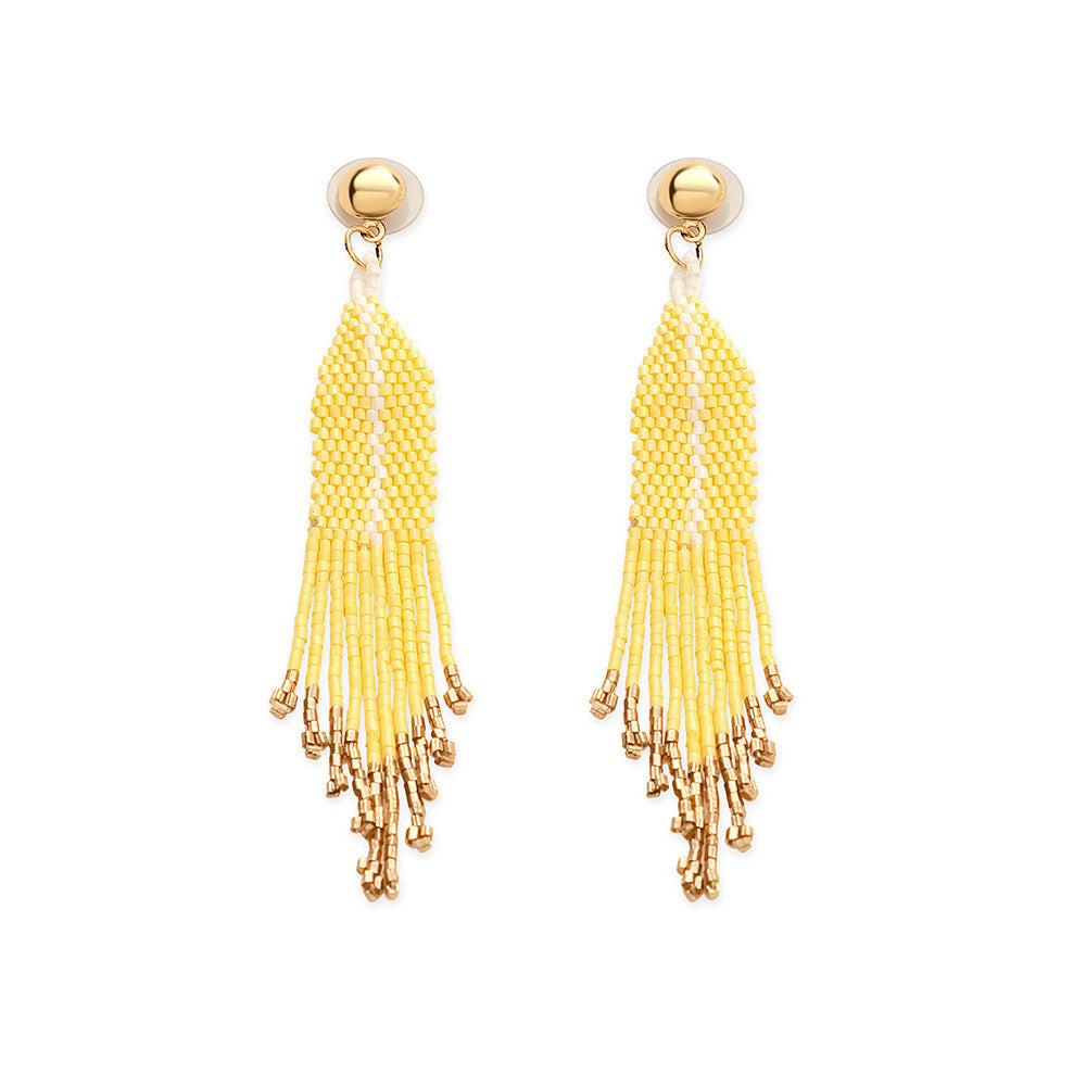 Seaside Dreams Beaded Earrings In Yellow