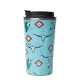 Western Trail Brew Stainless Steel Mug in Cactus Geometry