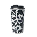 Western Trail Brew Stainless Steel Mug in Black Leopard Print