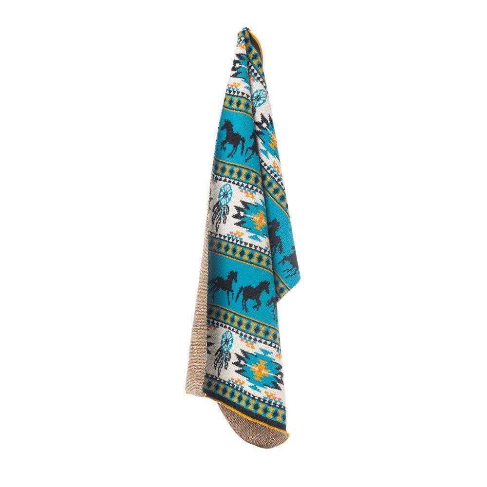 Dreamcatcher Knitted Cotton Kitchen Towel '' SET OF 2 '' in Prairie Blue