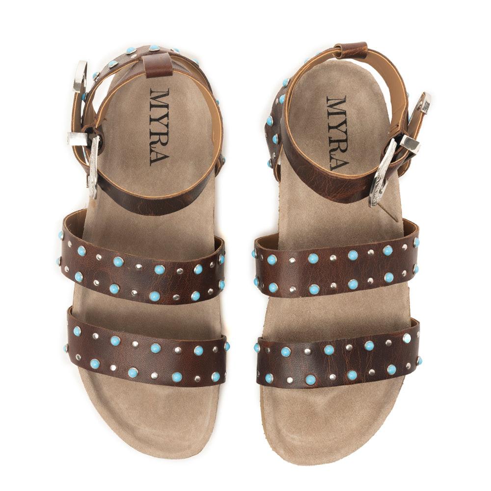 Saddle Ridge Trail Leather Sandals in Dusty Brown