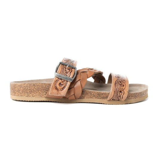 Dustbark handgearbeitete Ledersandalen in rustikalem Braun