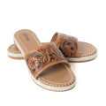 Dustlily Trail Handtooled Sandals in Rawhide Tan