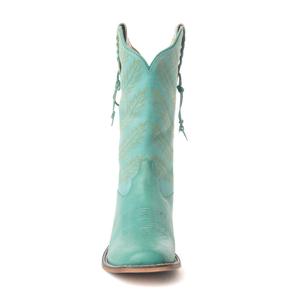 Bluebonnet Embroidered Western Leather Boots in Teal