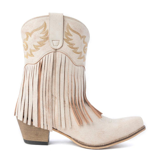 Desert Angel Fringe Stiefeletten in Weiß