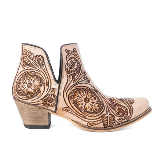 Florale Westernstiefeletten in Creme