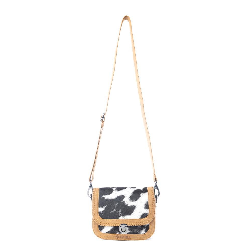 Myra Luna Frost Hairon Leather Bag in Golden Saddle