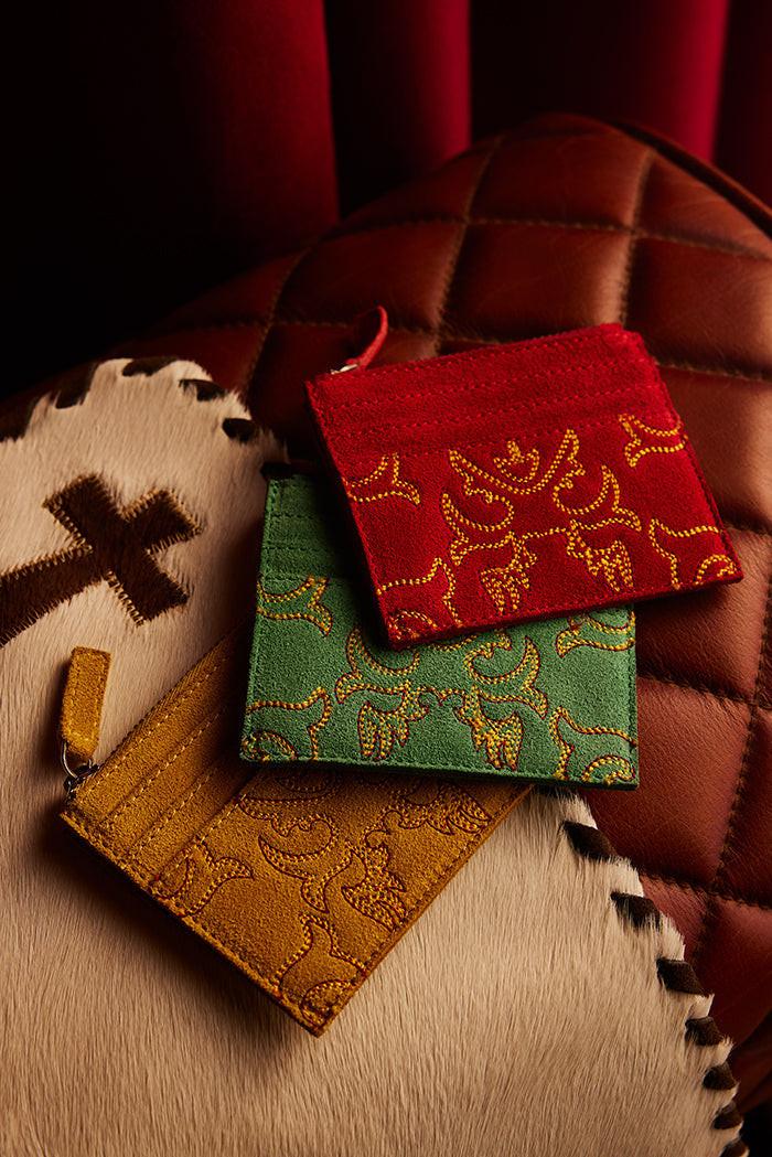 Cactus Sky Western Embroidered Credit Card Holder in Red