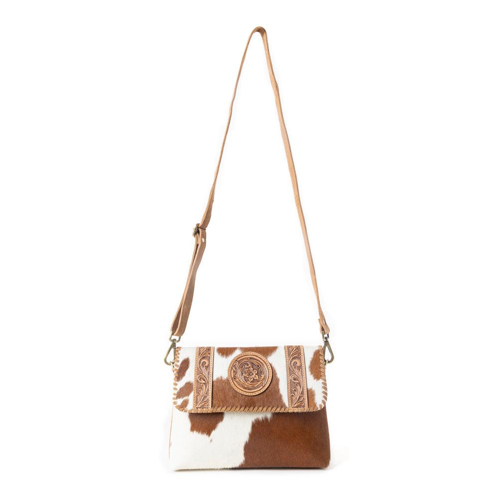 Dustland Trails Handtooled Bag in Desert Hide & Snow Drift