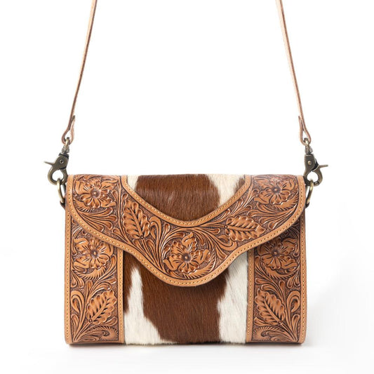 Kupferfarbene Charm-Tasche, handgefertigt aus Earthen Hide & Whisper White