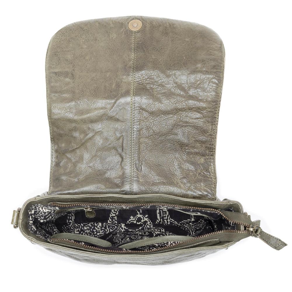 Western Scout Leather Crossbody Bag in Olive