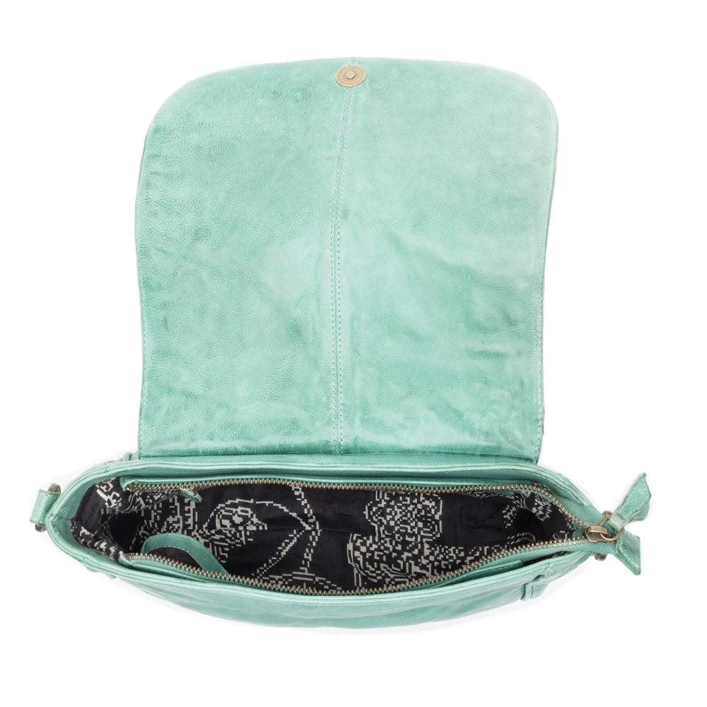 Western Scout Leather Crossbody Bag in Turquoise