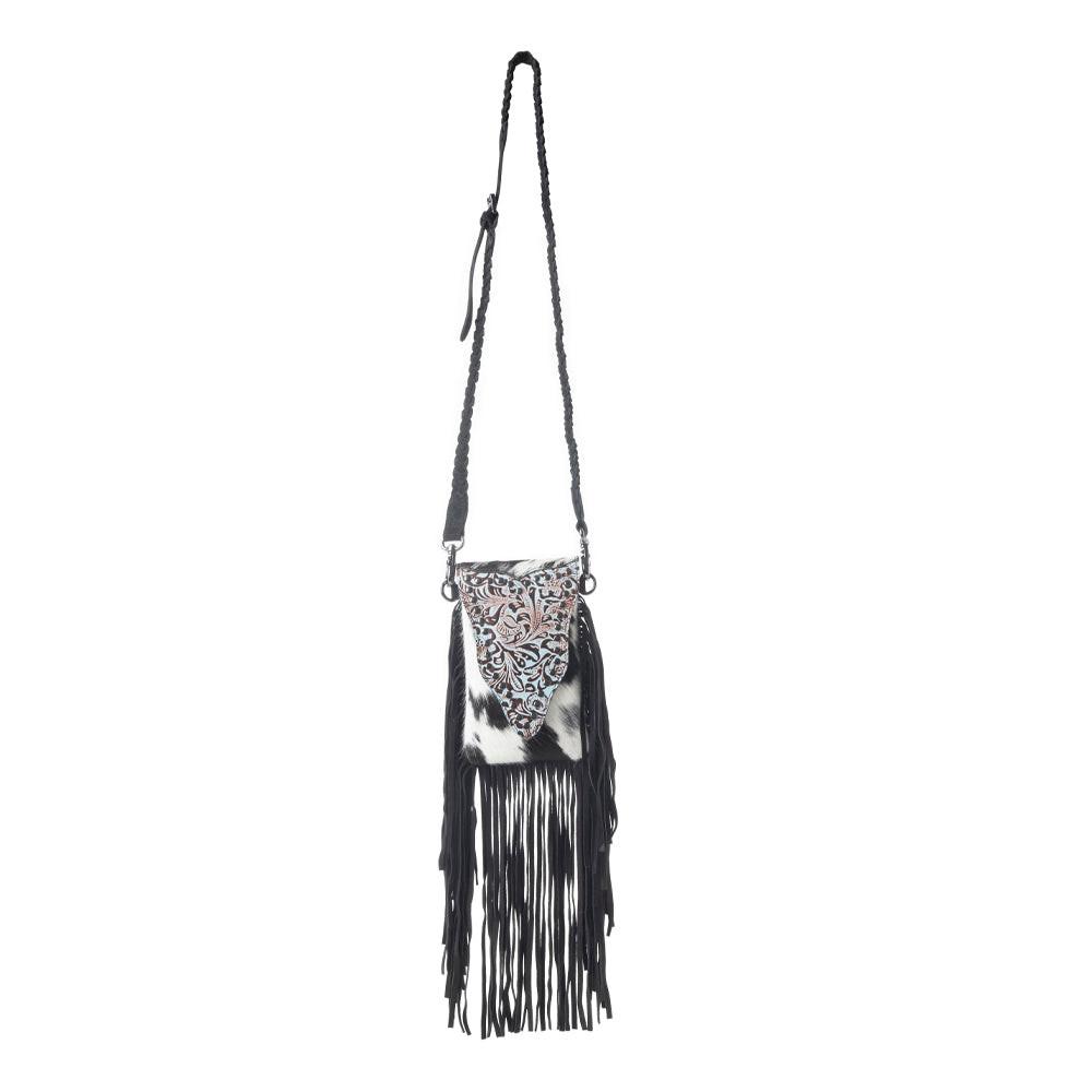 Dakota Drift Hairon Leather Bag in Ebony & White