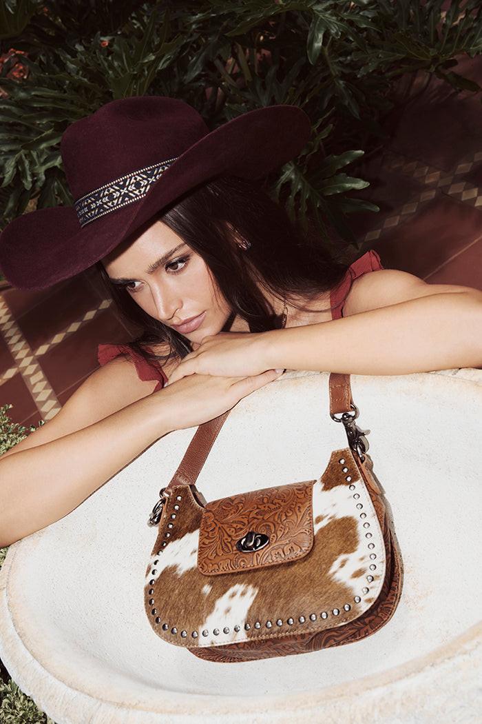 Highland Ridge Leather Bag in Rustic Oak & Winter Mist