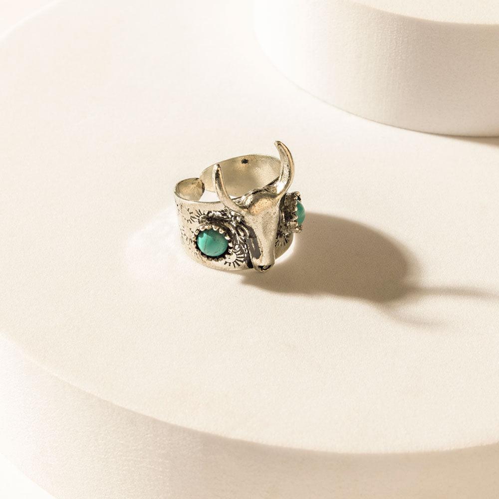 Longhorn Vow Ring in Sage Steel