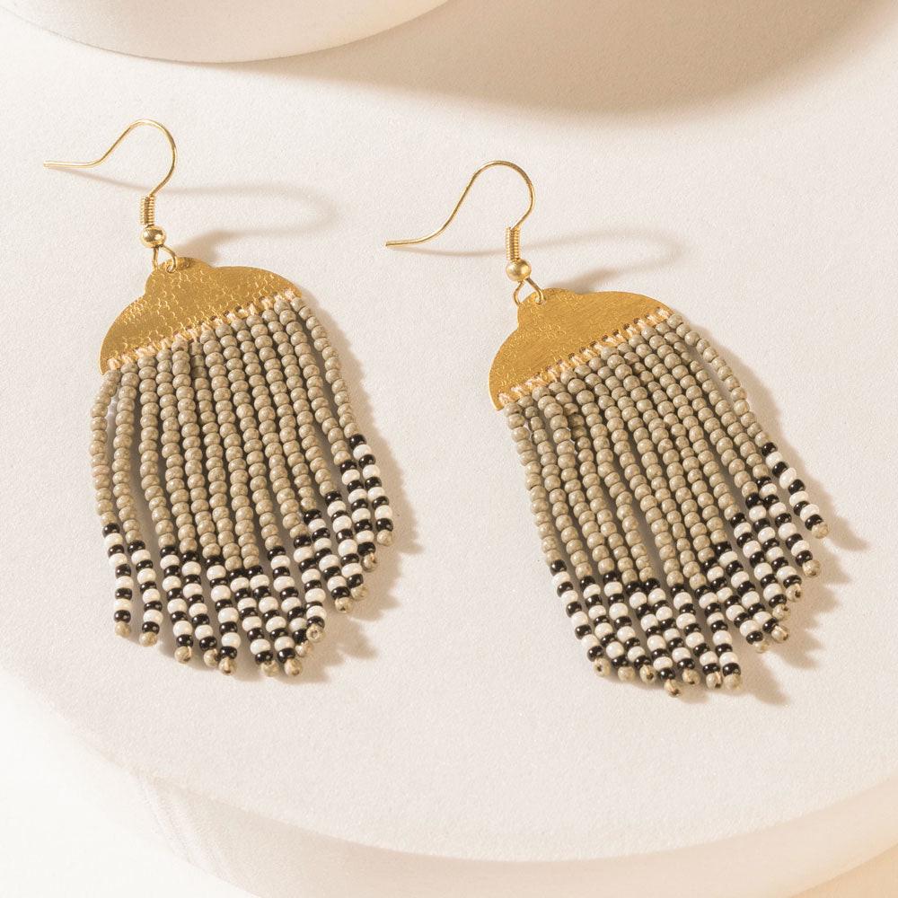 Monroe Fringe Earrings in Dusty Gold