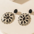 Midnight Rosette Earrings in Starry Black