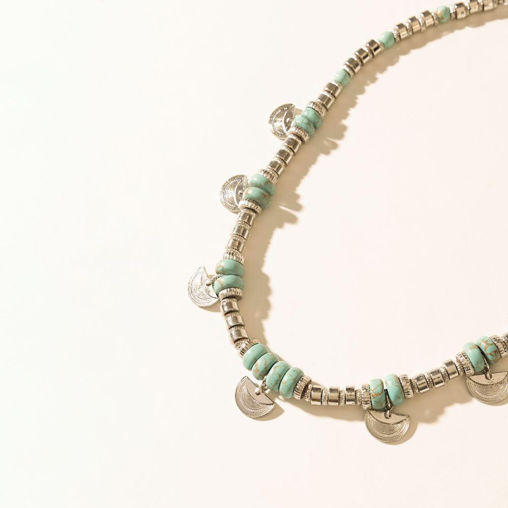 Santa Fe Moon Medallion Necklace in Dusty Silver