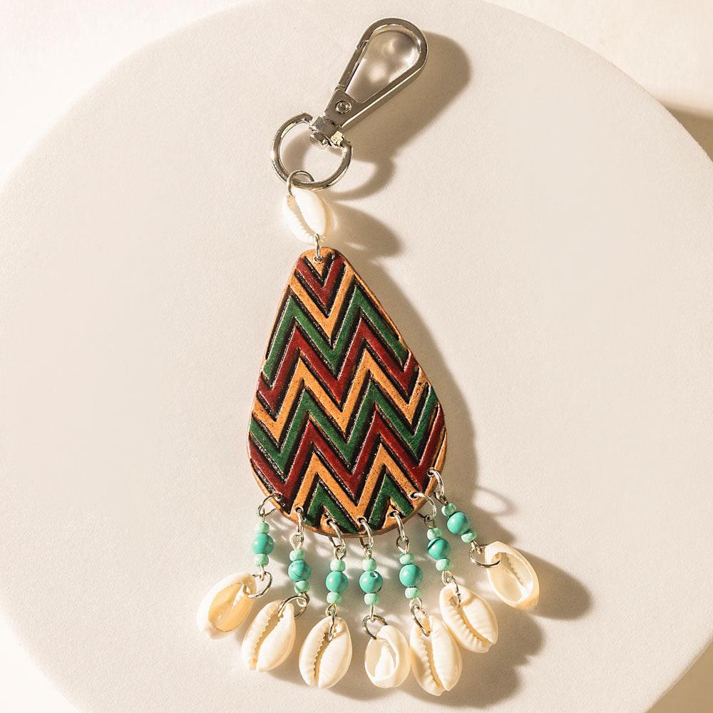 Chevron Song Keychain in Terracotta Red