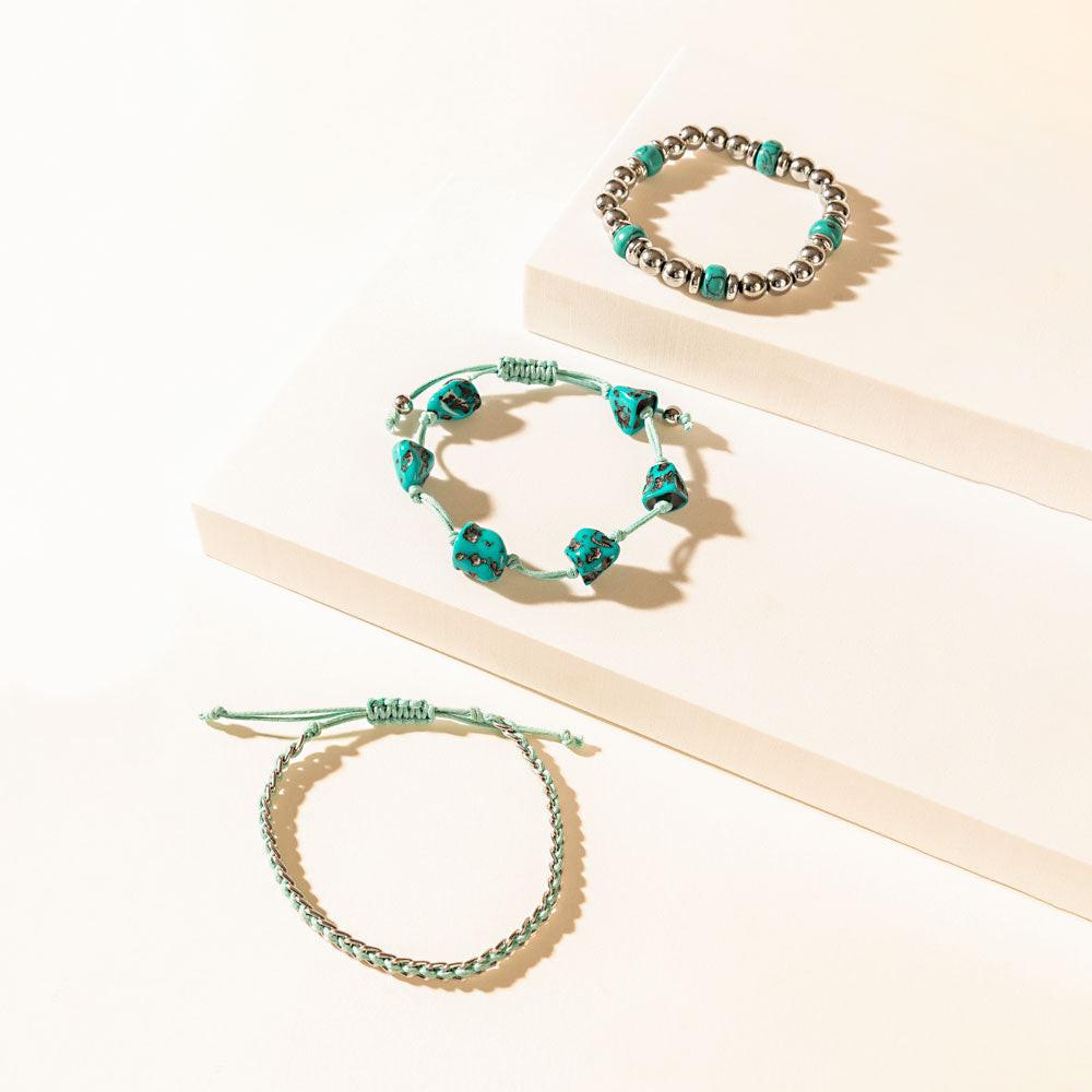 Calm & Chaos Bracelet in Aqua Silver