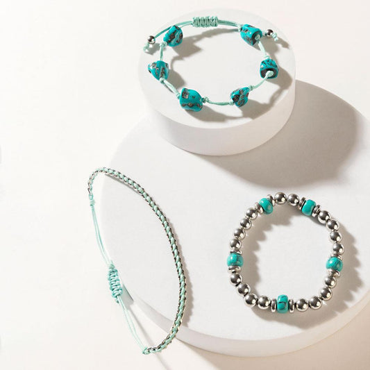 Calm & Chaos Armband in Aqua Silber