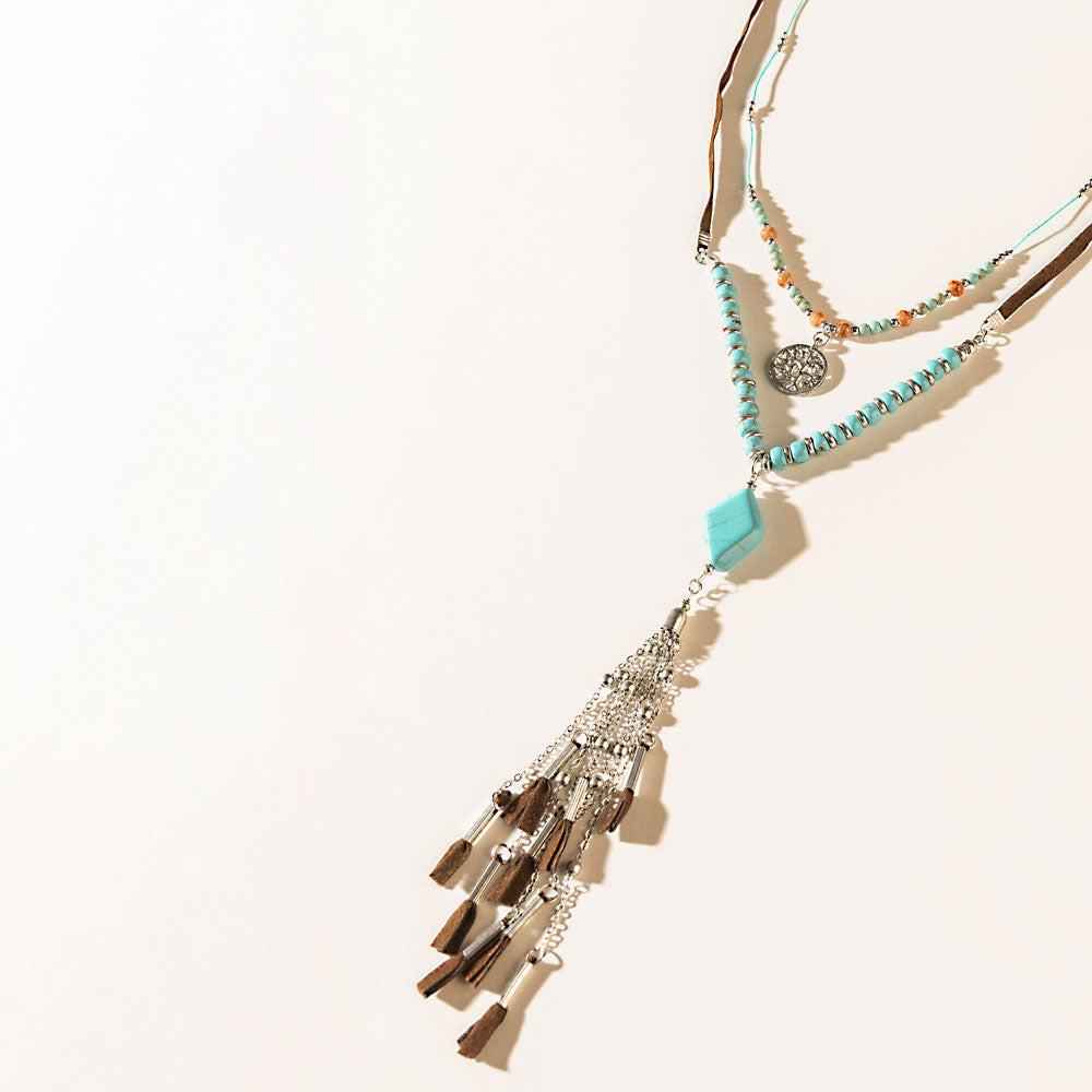 Two Moons Spell Necklace in Mesa Blue